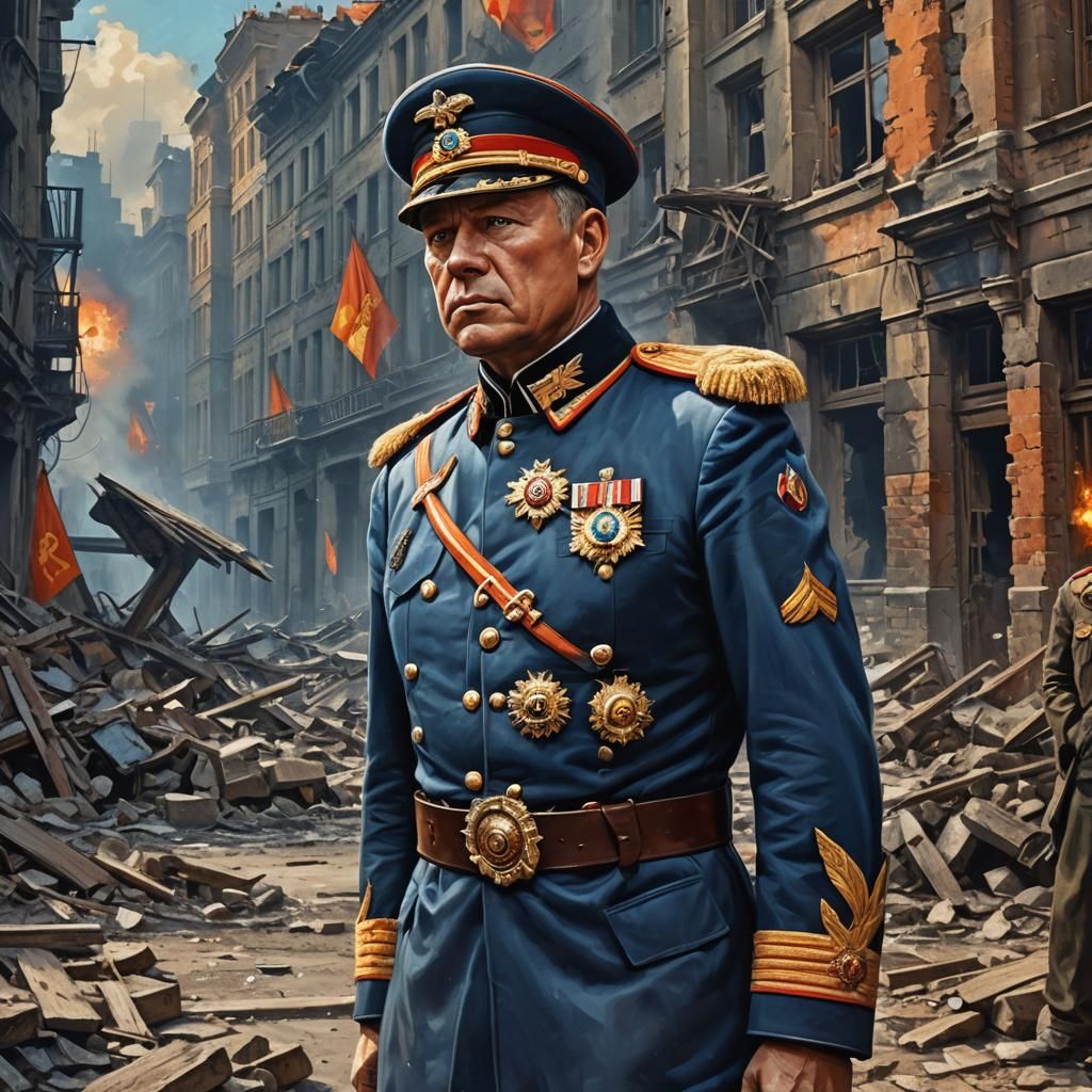 Marshal Zhukov WW2 Salute: Digital Oil Painting