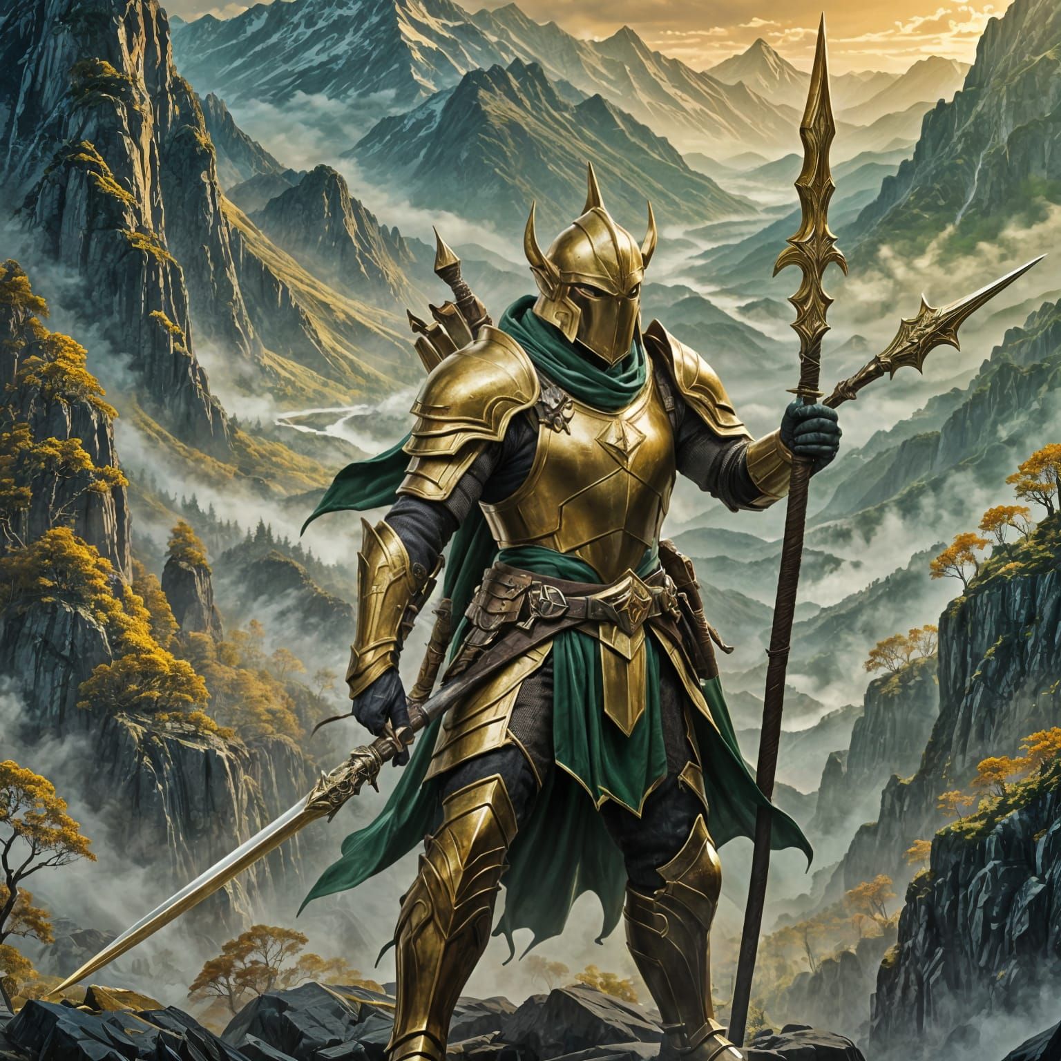 Epic Elven Guardsman in Cel-Shaded Style