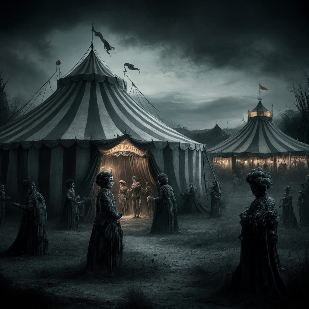 Sinister Gothic Circus at Night: An AI Image