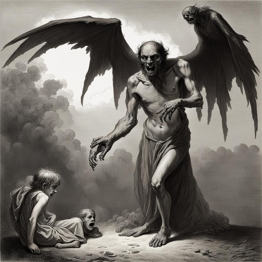 Demonic Possession in Gustave Doré Style