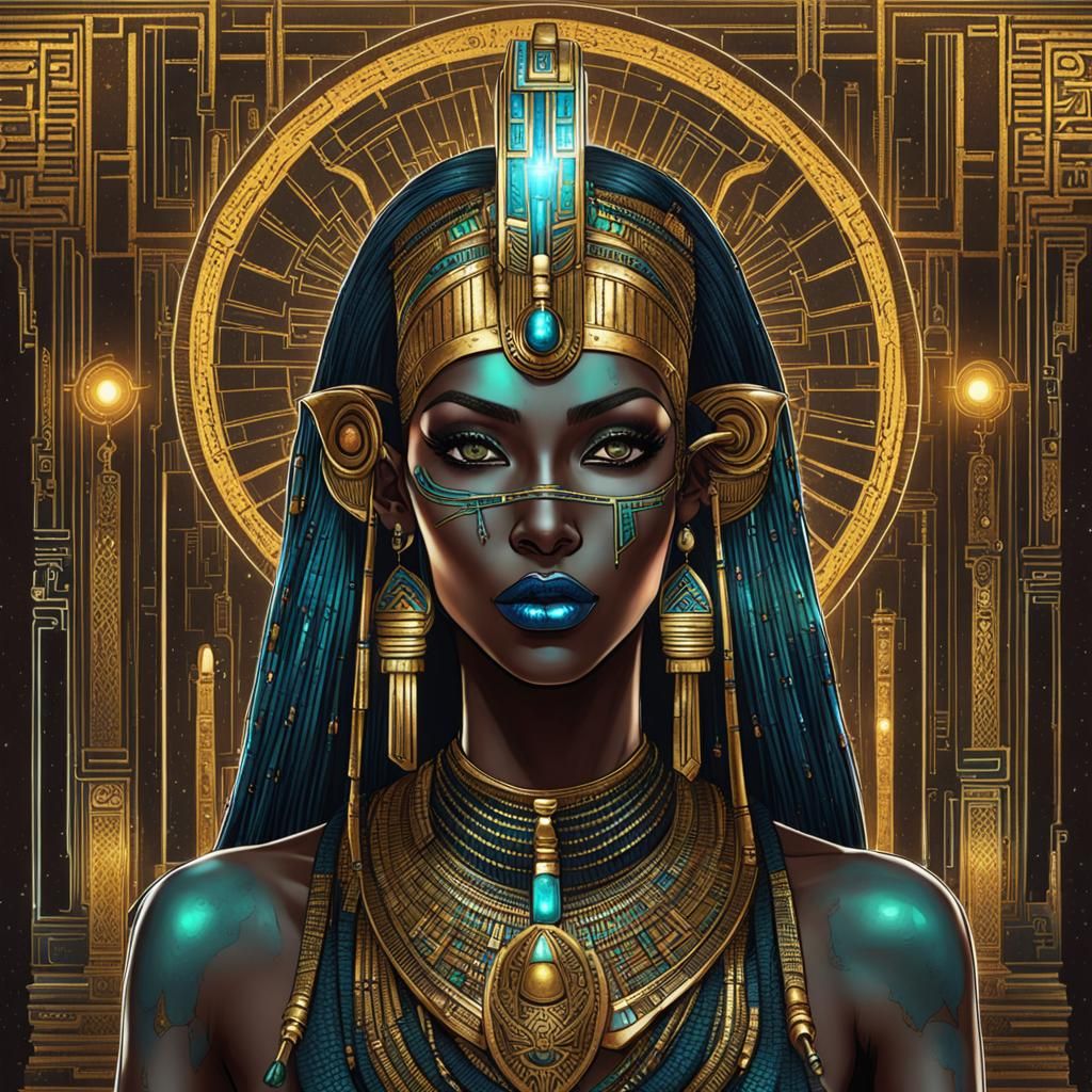 Cyberpunk Amunet: Egyptian Goddess of Mystery