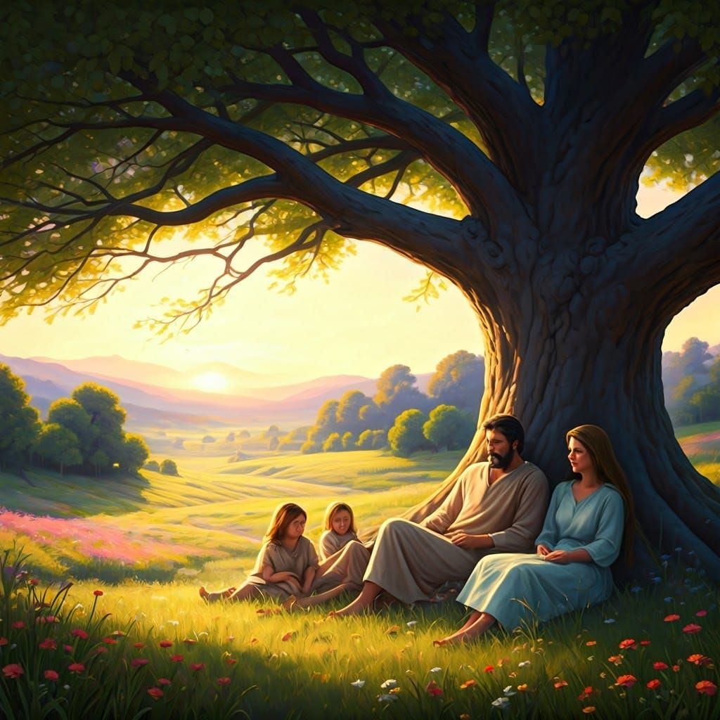 Family Rests in Peaceful Outdoor Sanctuary