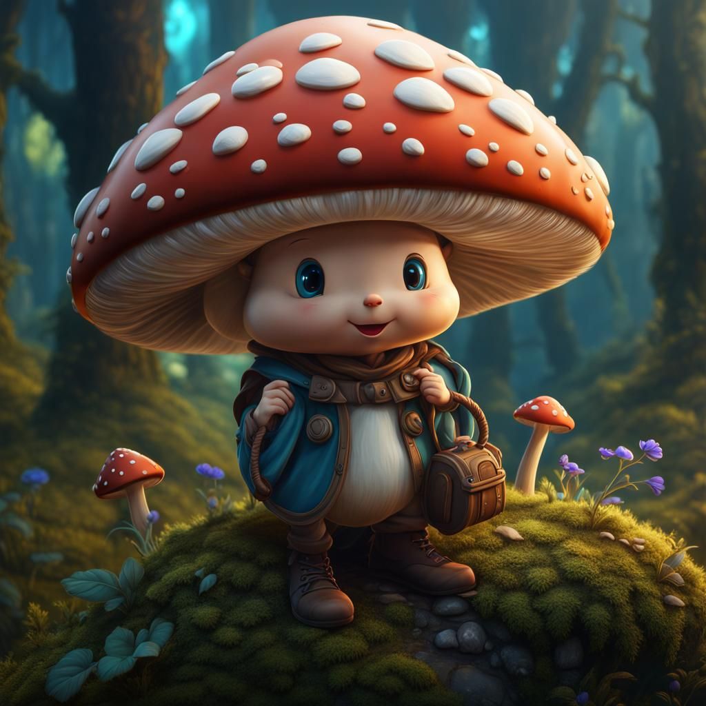 Cute Human Mushroom in Detailed Matte Painting