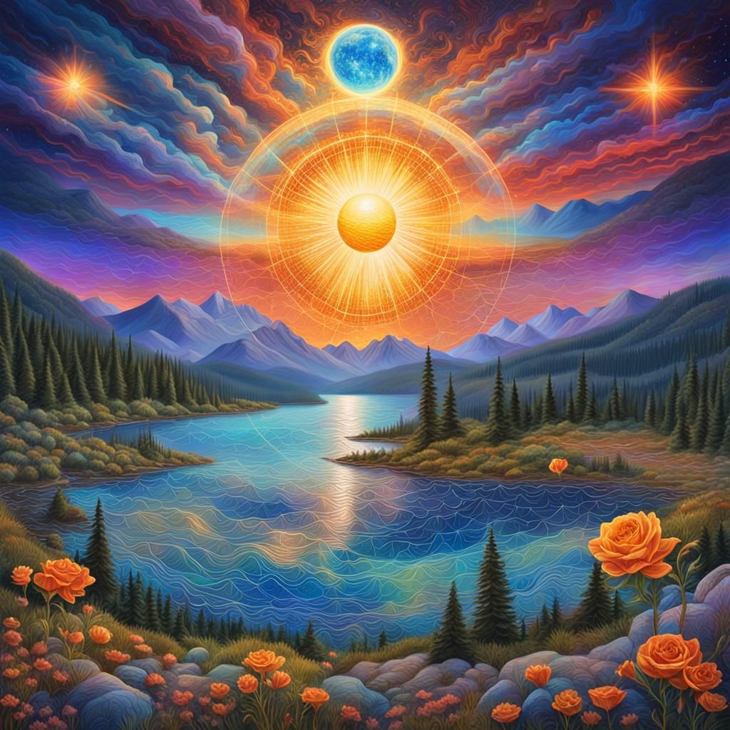 Cosmic Sunrise Over America: Holographic Mixed Media