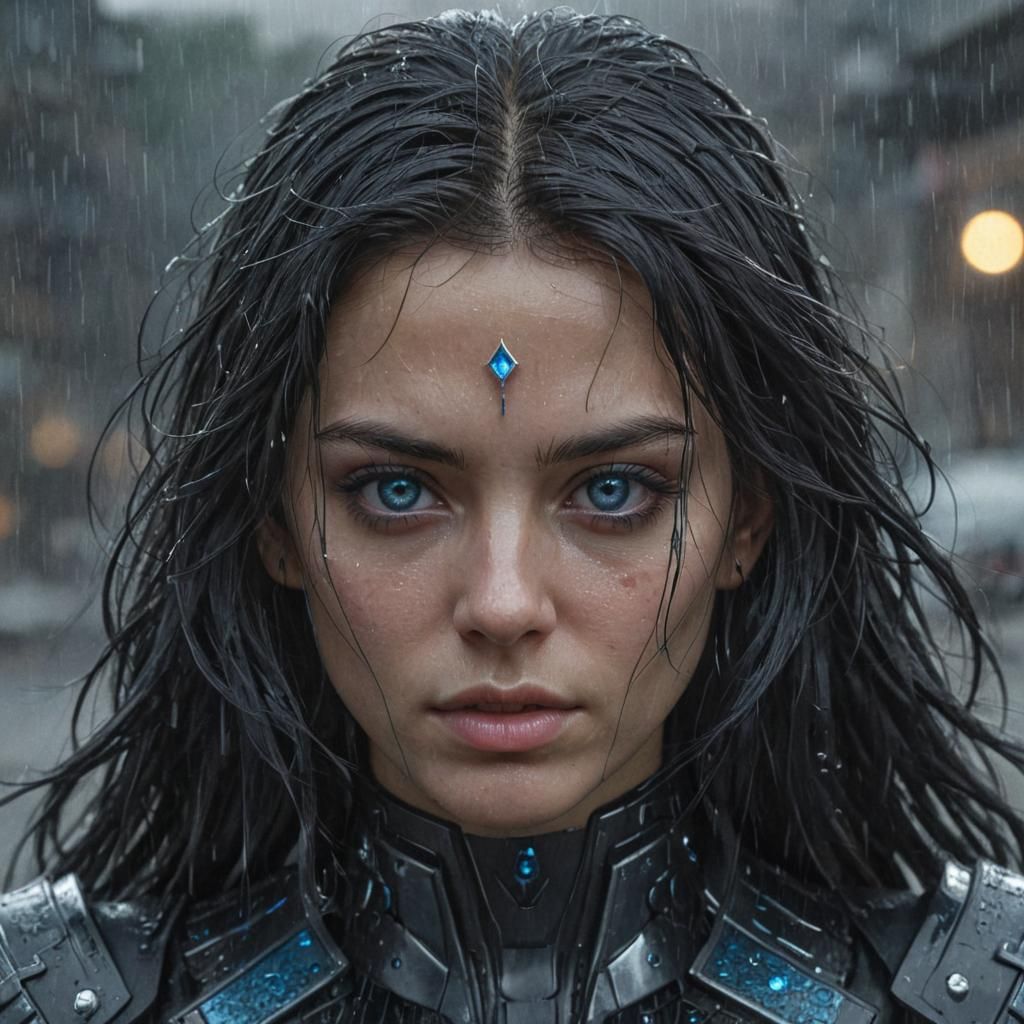Cyberpunk Woman in Armor, Hyper-Detailed Portrait