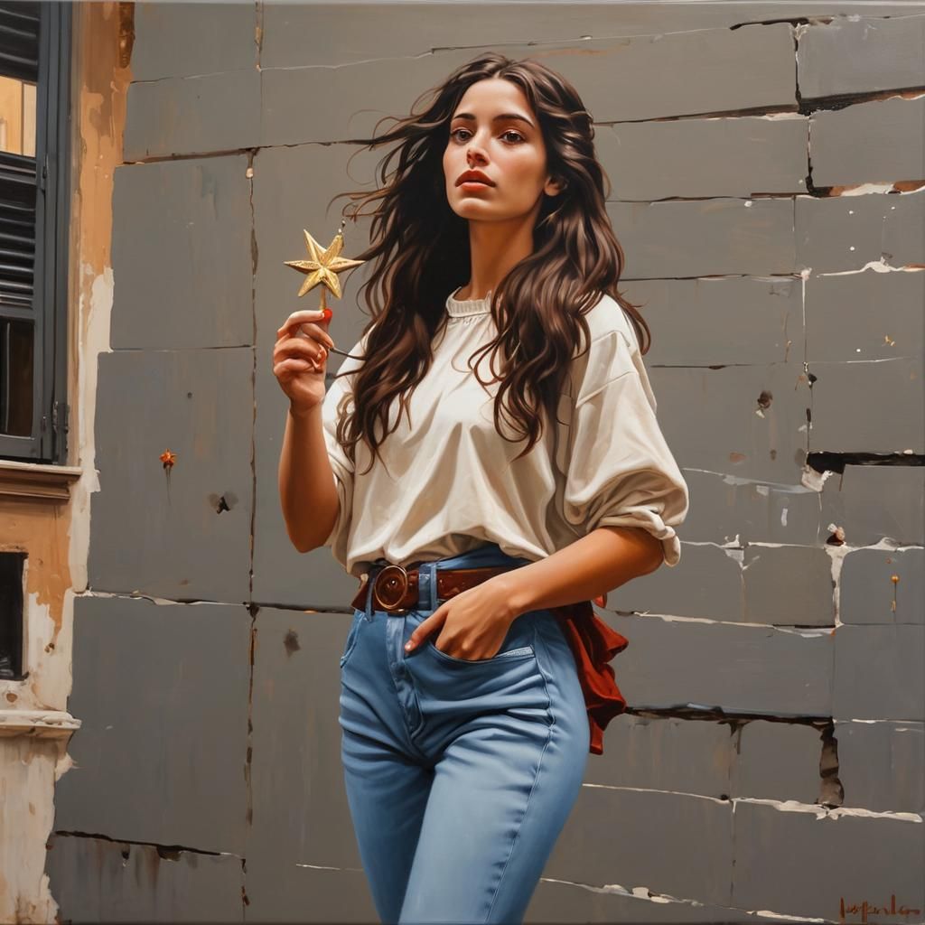 Italian Girl in Naples: Neo-Impressionist Dreamscape