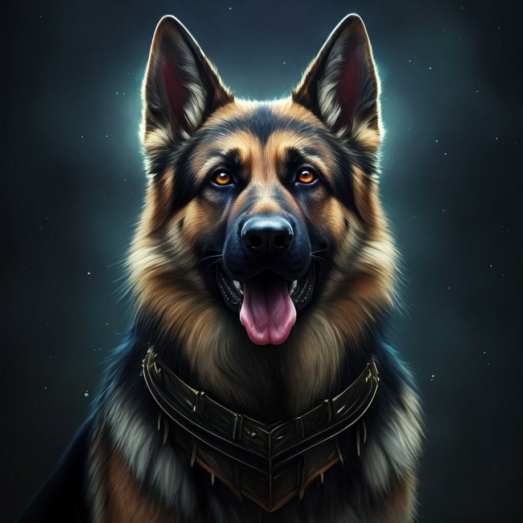 Detailed German Shepherd Matte Painting