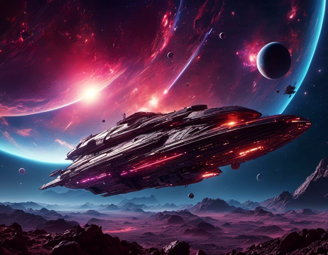 Crashed Starship on Alien World in Space Opera Style