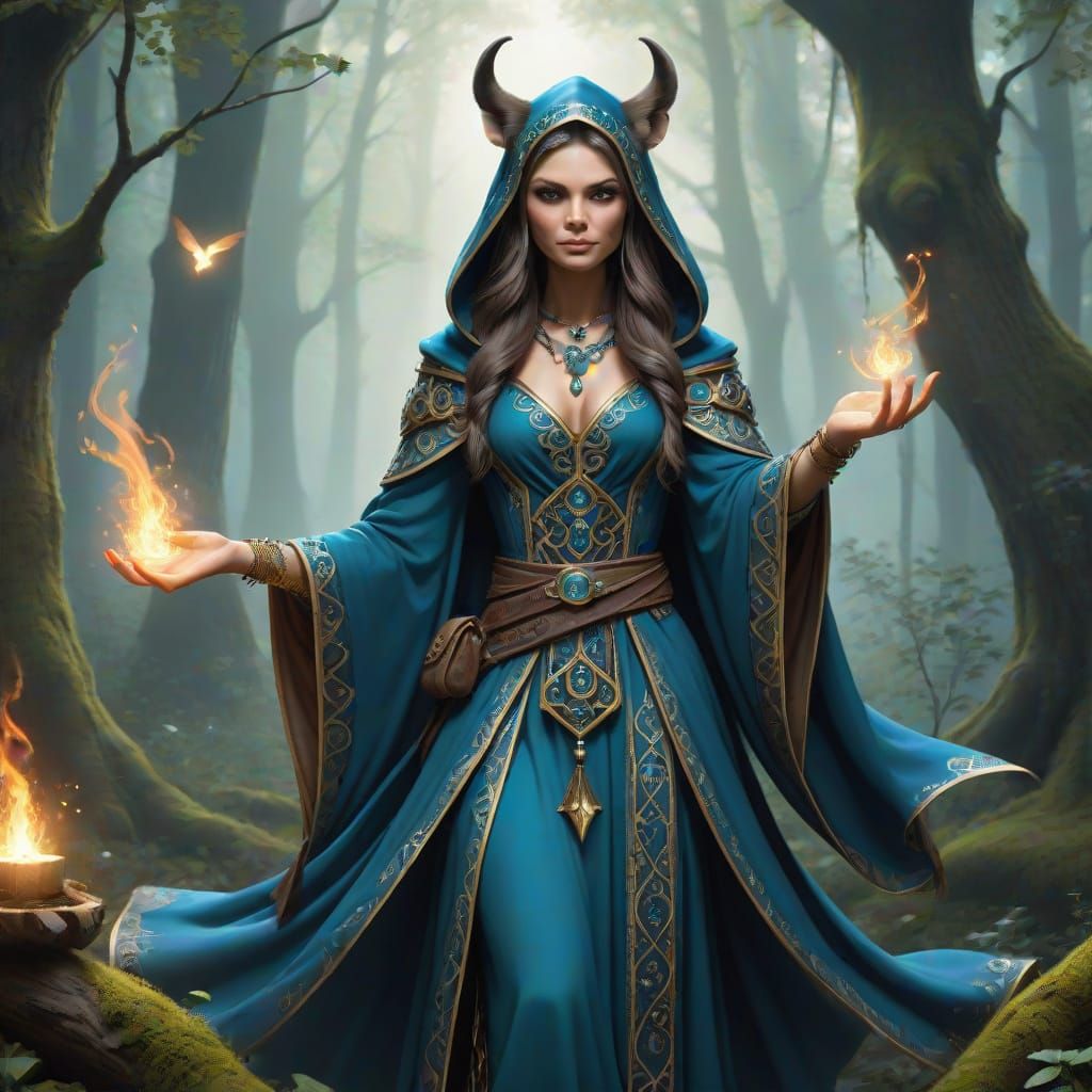 Mystical Mustelid Sorceress Conjures Spells in Enchanted For...