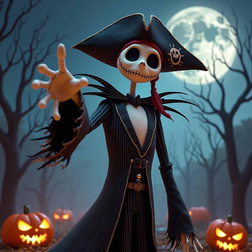 Pirate Jack Skellington in Gothic Fantasy Style