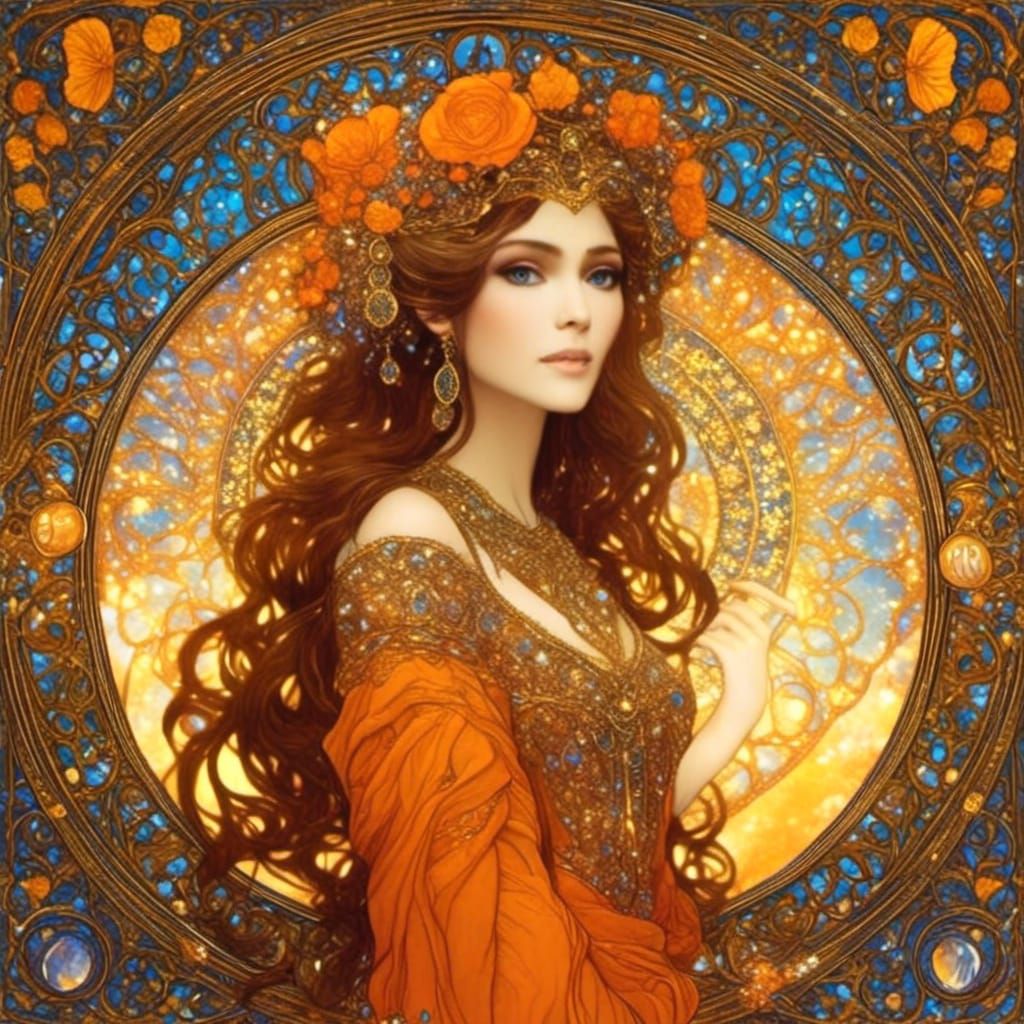 Art Nouveau Portrait of a Tall Woman