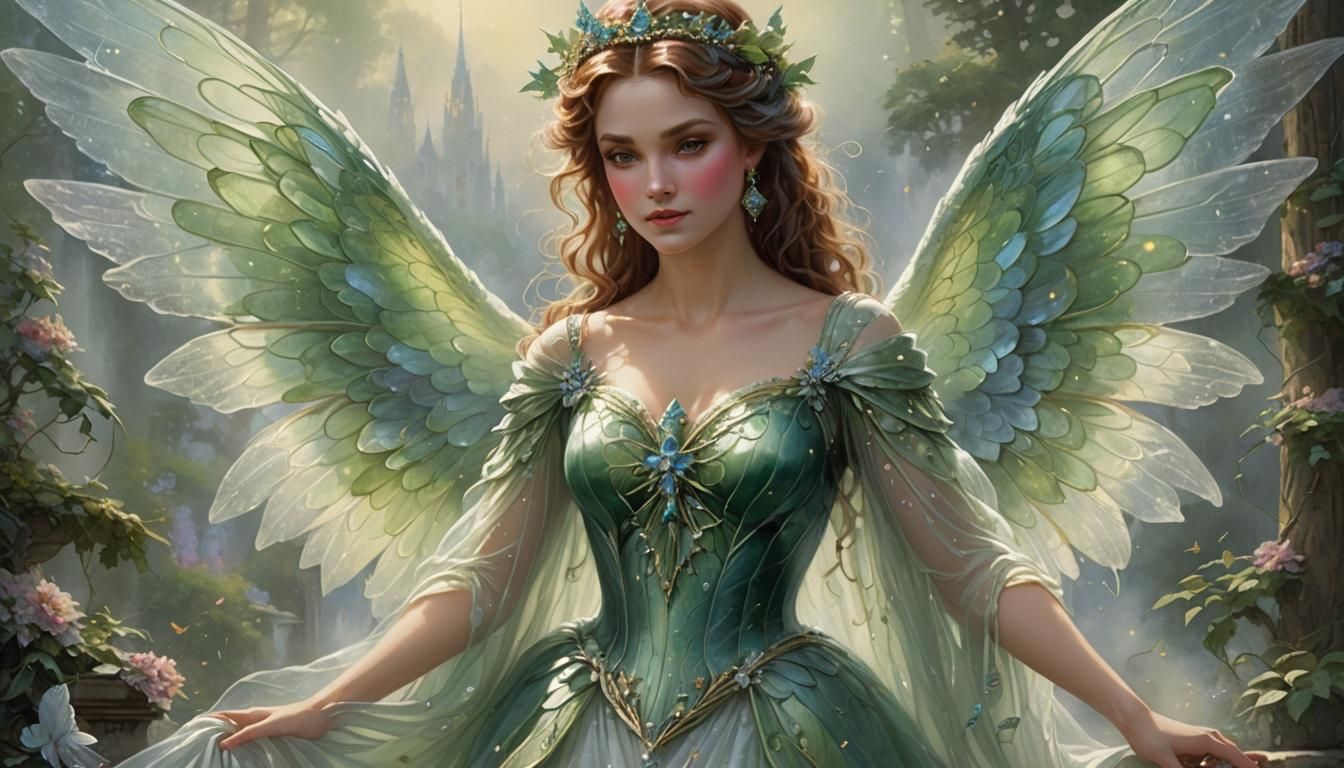 Regal Fae Queen in Ethereal Fantasy Style