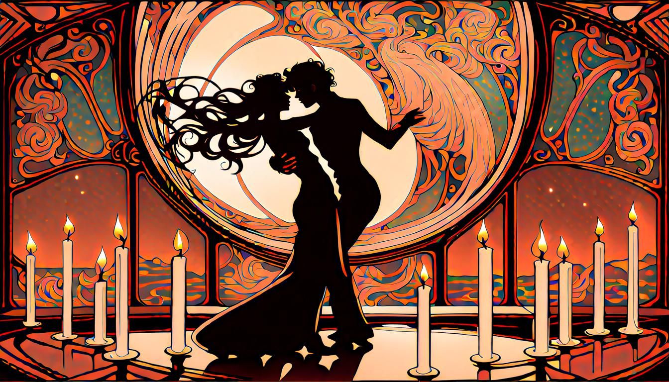 Lovers Dancing in Starship Ballroom: Art Nouveau Style