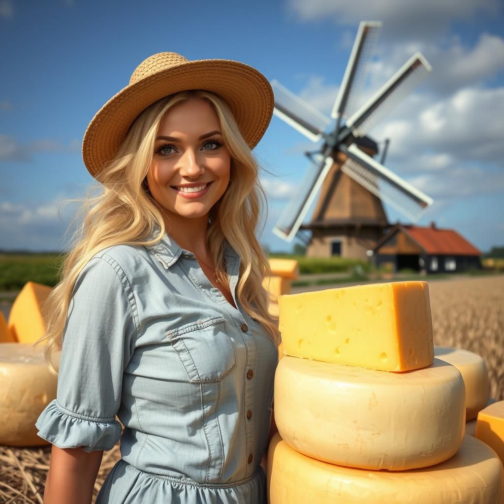 Blonde Woman in Dutch Cheese Dreamscape