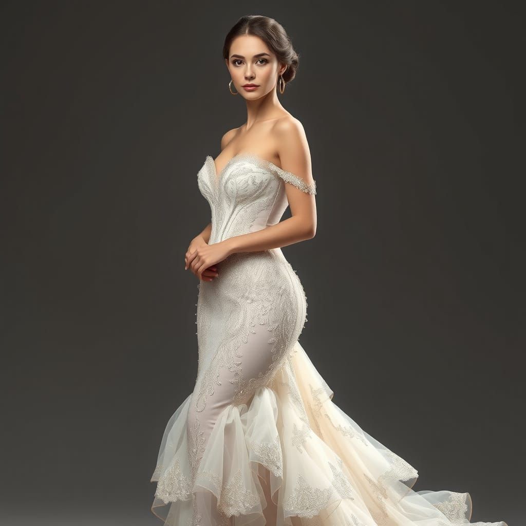 Ethereal Art Deco Bride in Futuristic Wedding Gown