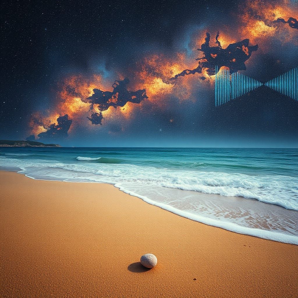 Cosmic Beach: A Holographic Astral Illustration