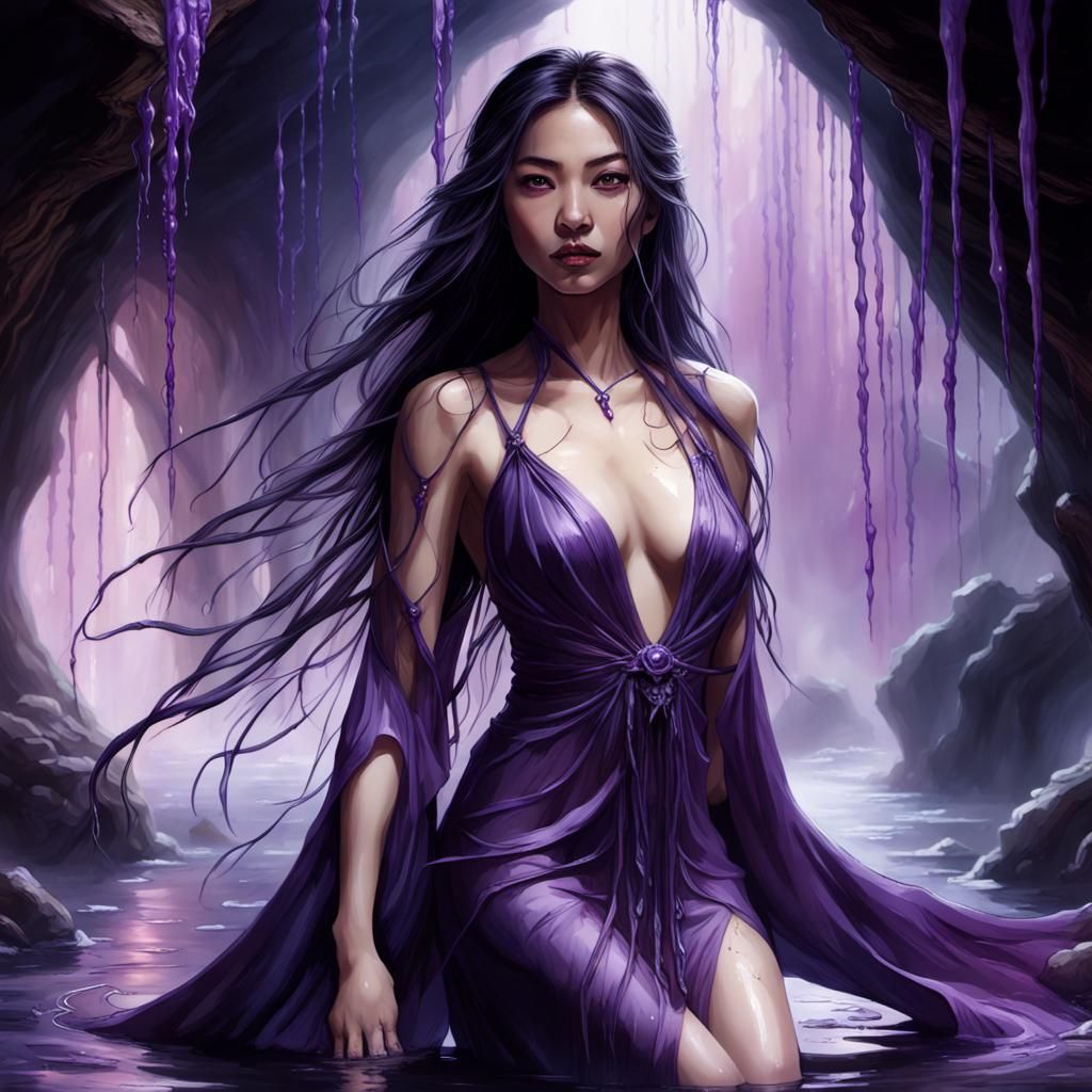 Asian Sorceress in Purple Slime Cavern