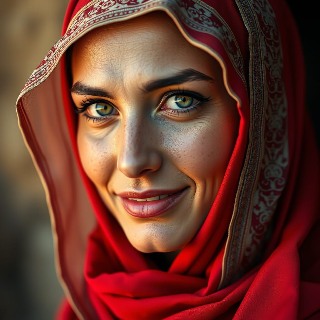 Stunning Arabian Woman with Green Eyes in Photo Realistic St...