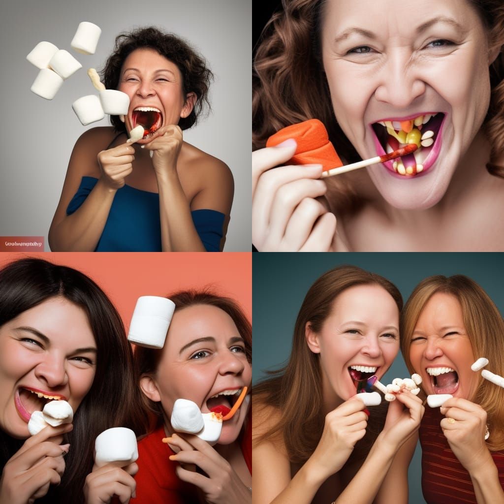 Joyful Women Share Marshmallows: Professional Portrait