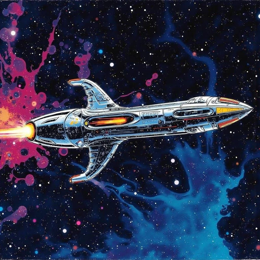Futuristic Space Station in Retro-Futuristic Style