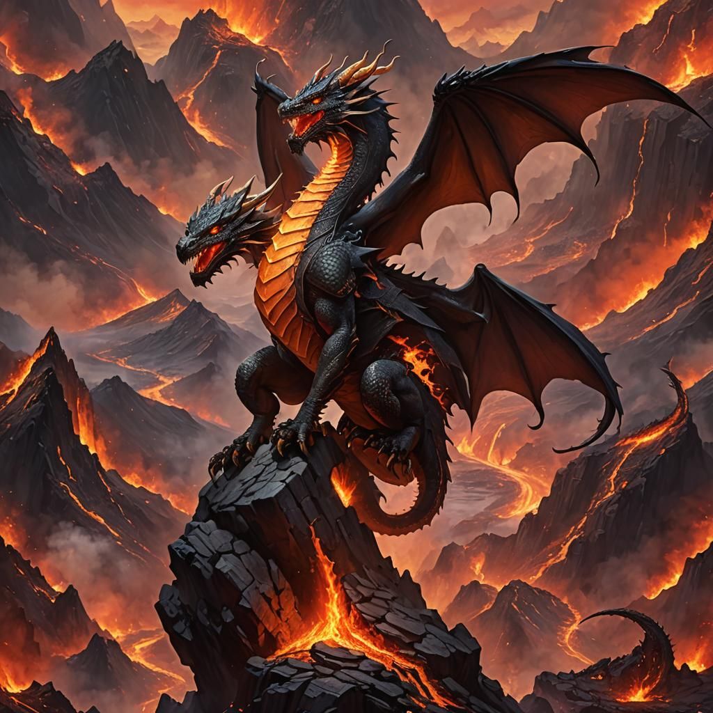 Dragon on Fire Mountain: Fantasy Concept Art
