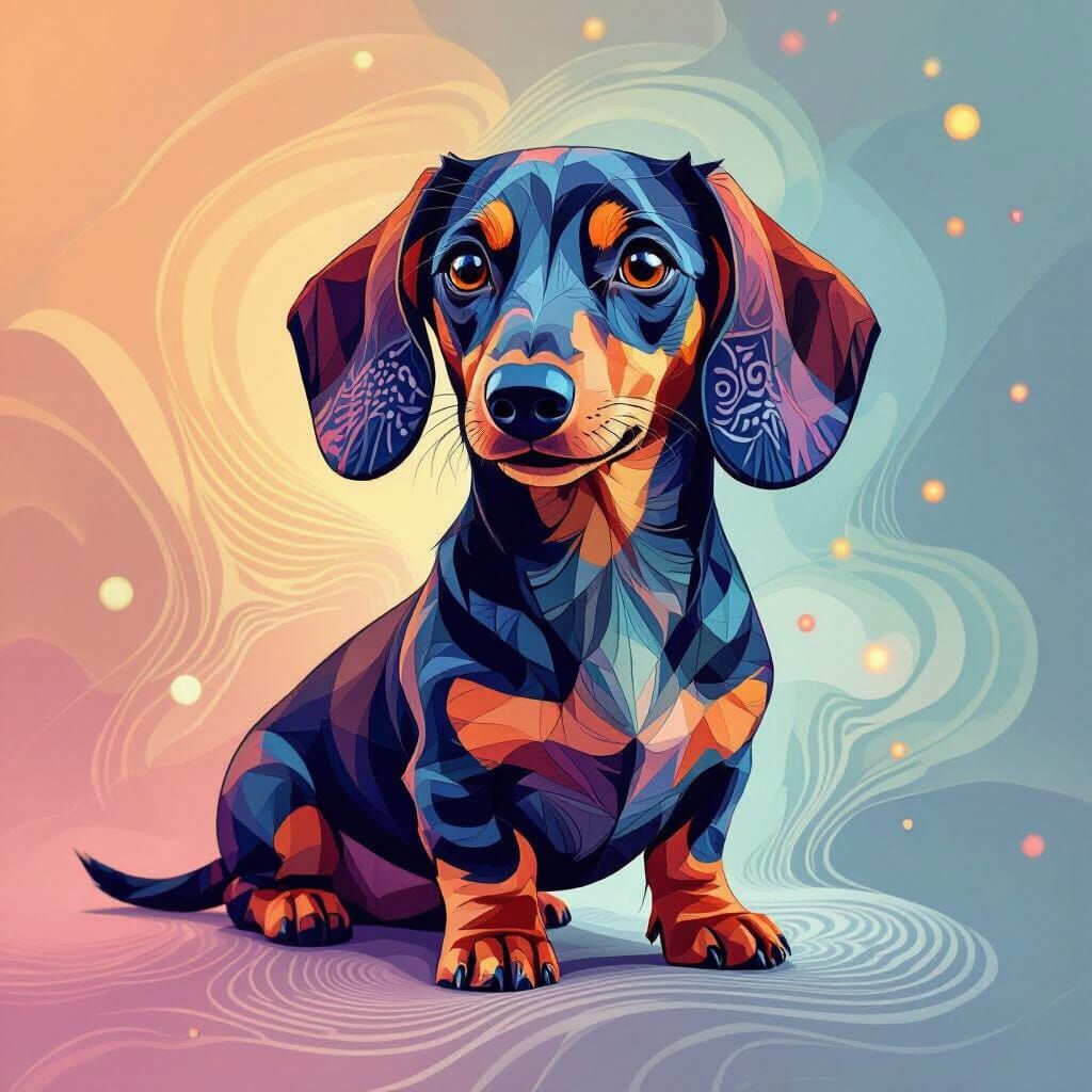 Cute Dachshund Abstract Vector Fractal Art