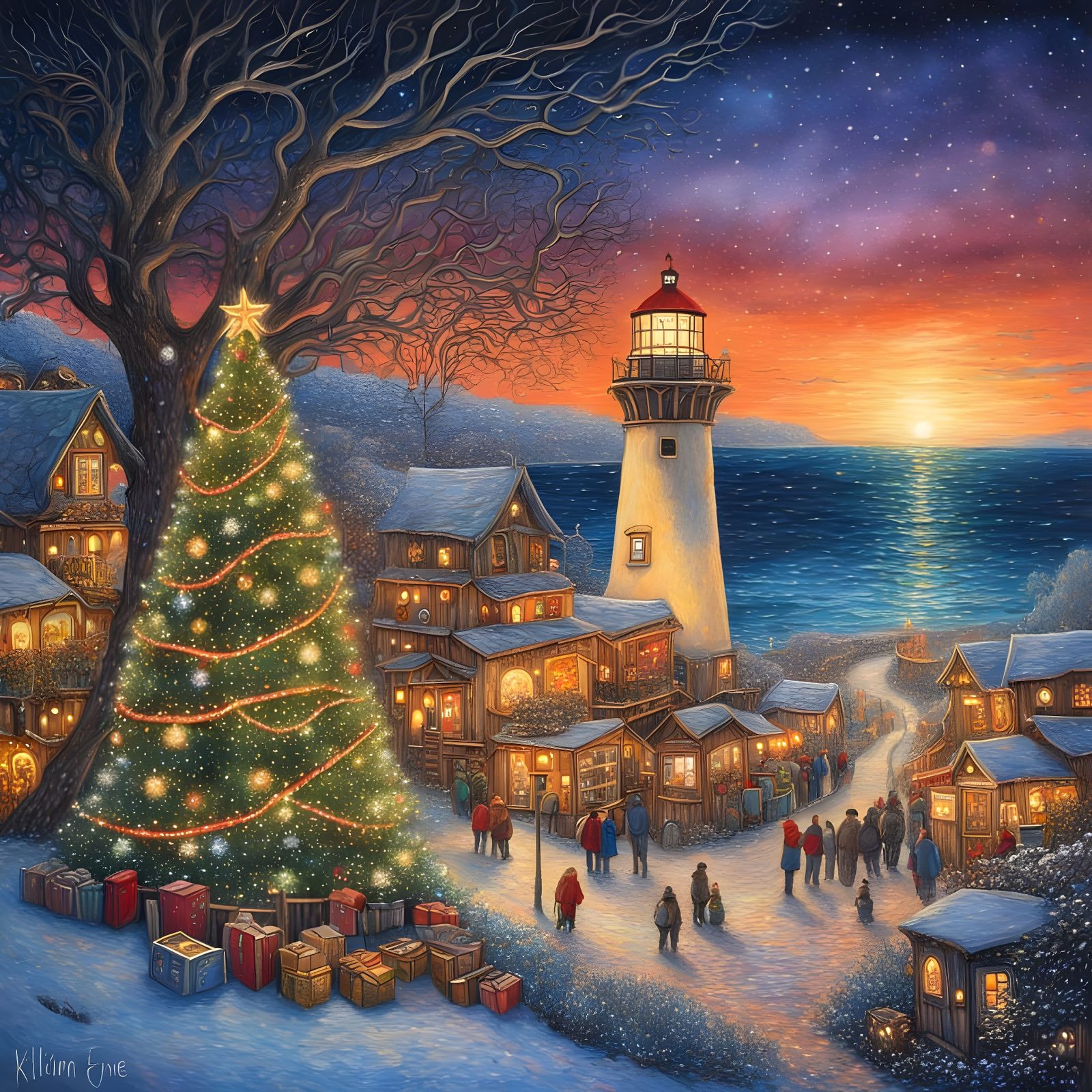 Winter Wonderland by the Ocean in Vibrant Colors