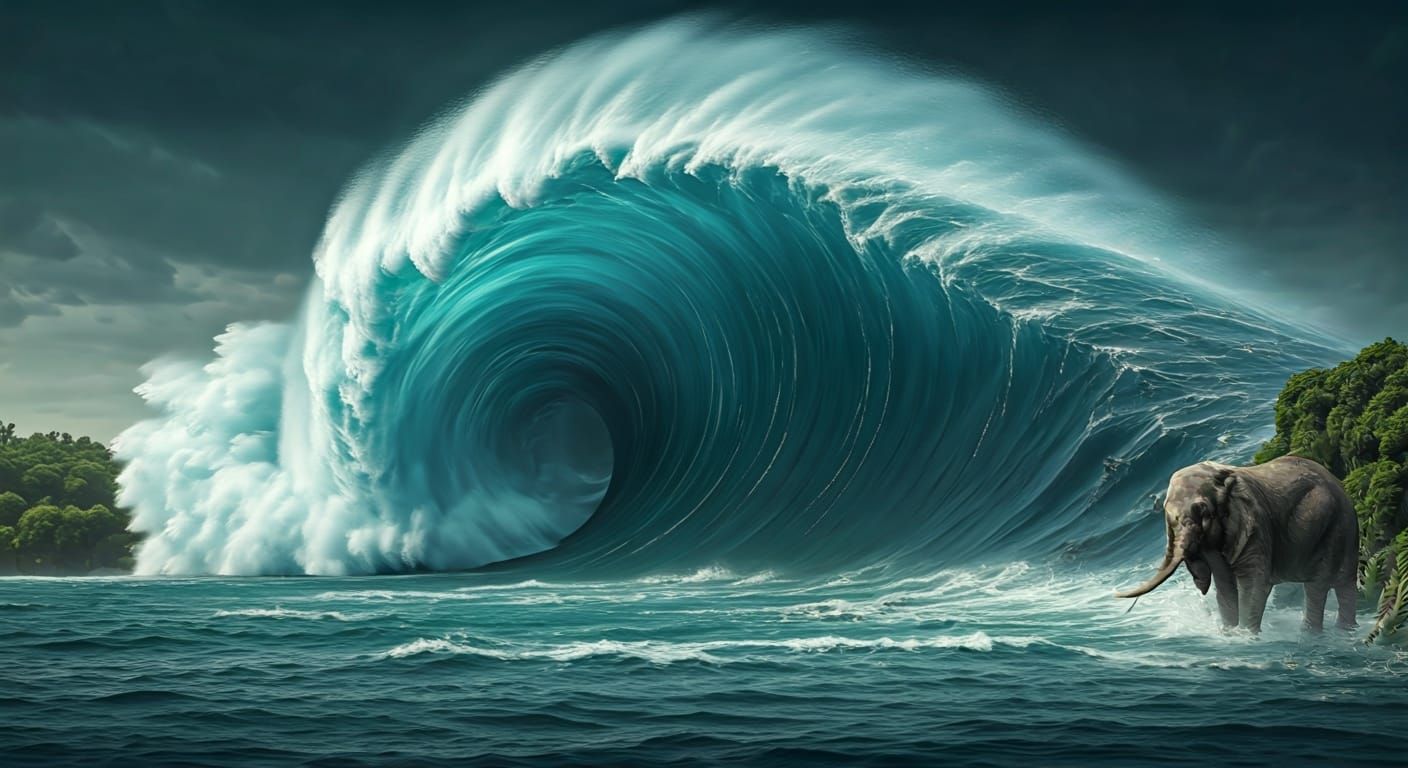 Tsunami Devastation at Coastal Zoo in Cinematic Style