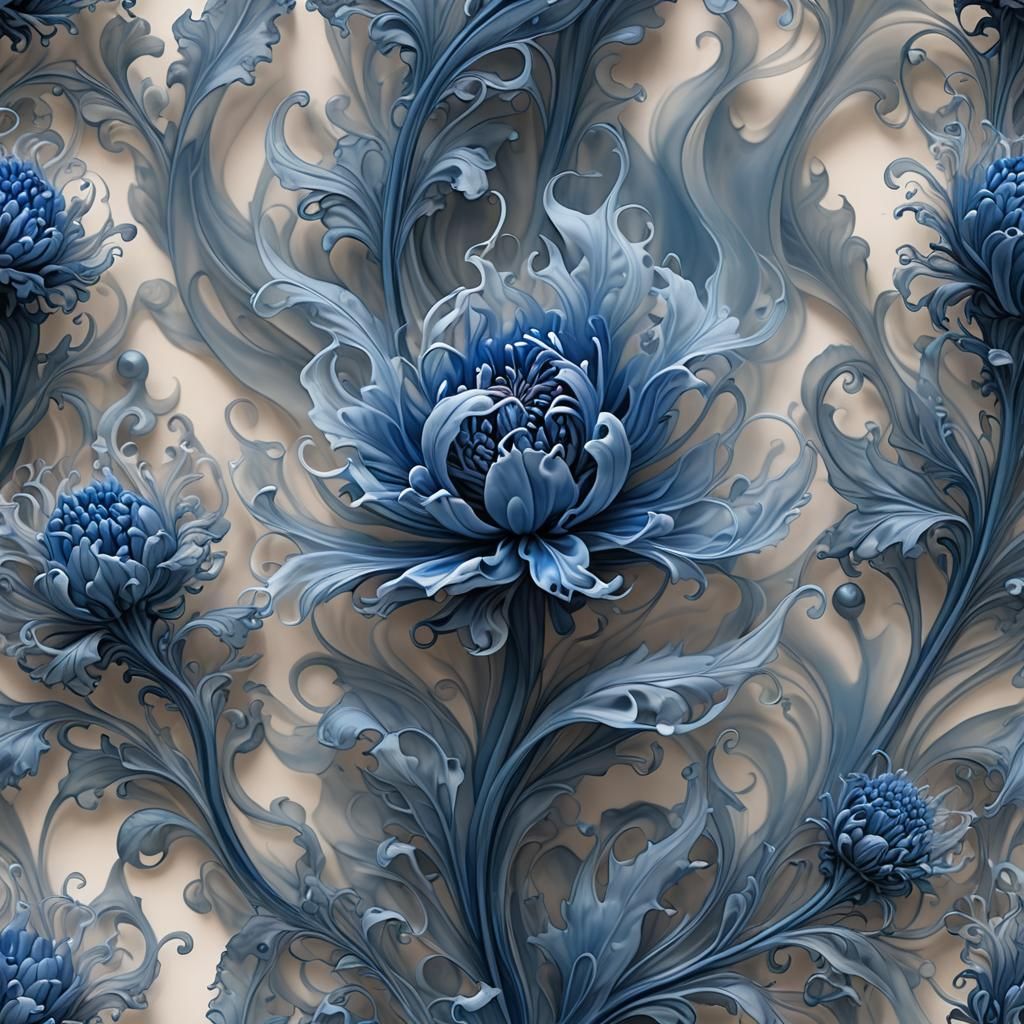 Opalescent Smoke Genie in Cornflower Blue