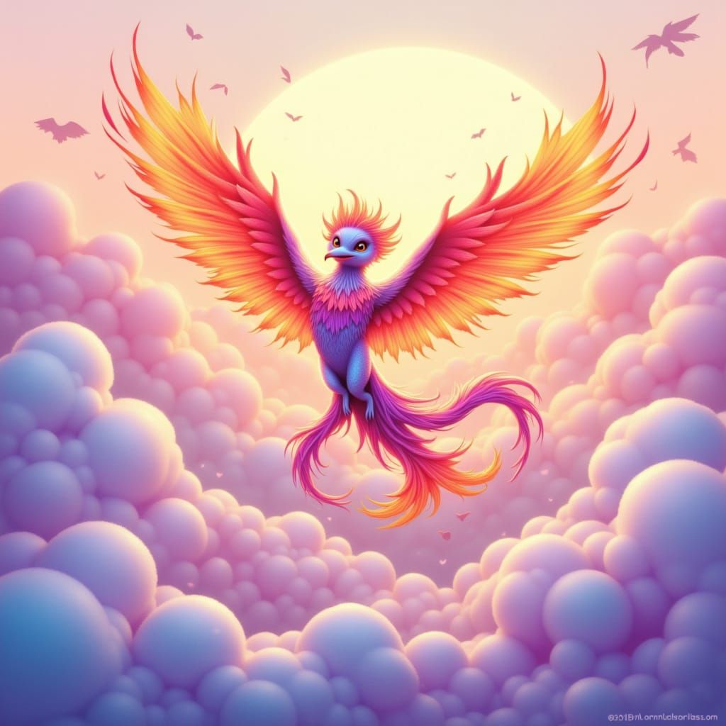 Majestic Baby Air Phoenix in Pastel Cloudscape