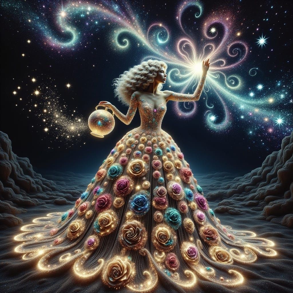 Celestial Goddess Sows the Cosmos in Vibrant, Ethereal Color...