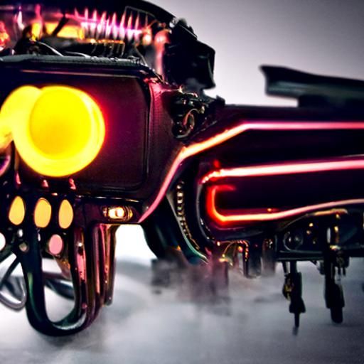 Steampunk Engine in Cyberpunk Neon Style
