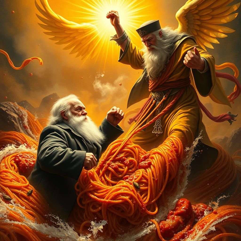 Darwin's Divine Brawl in a Bolognese River