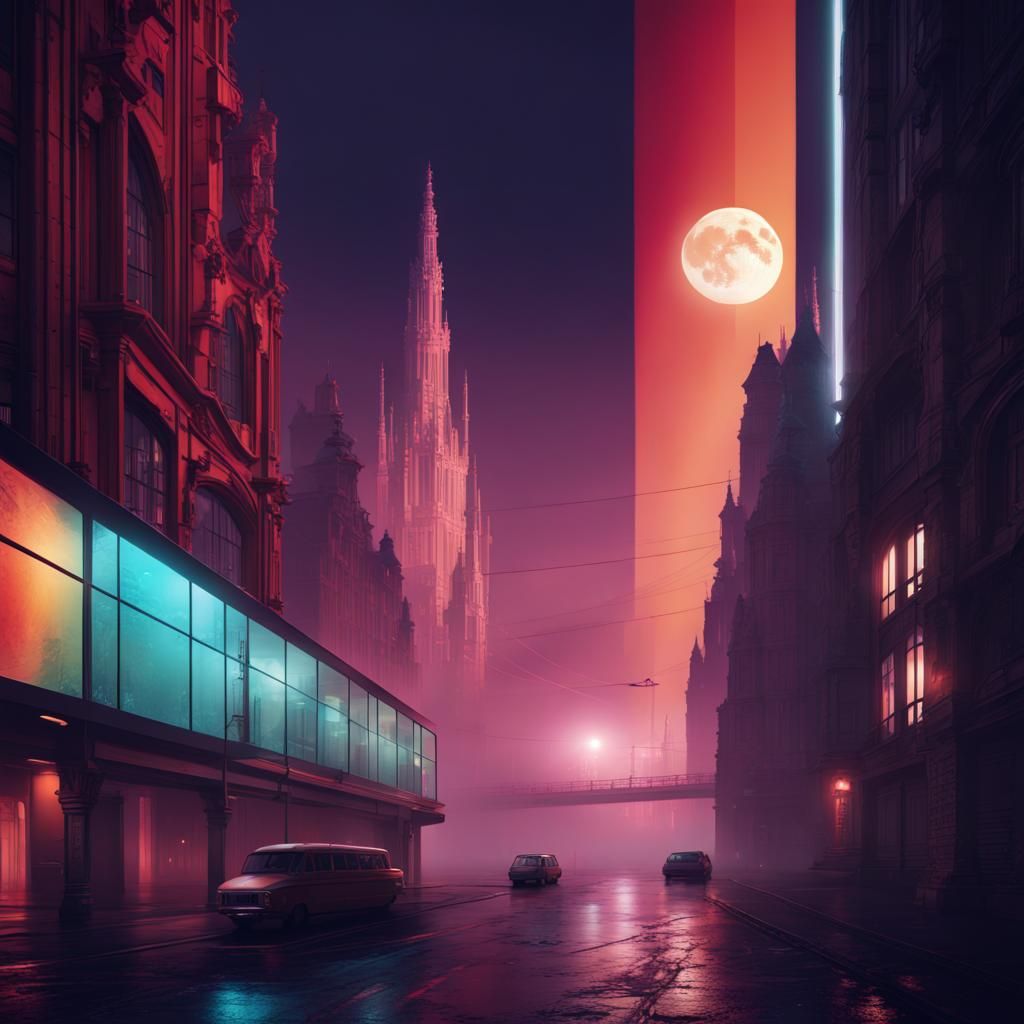 Futuristic Brussels Landmarks in Constructivist Style