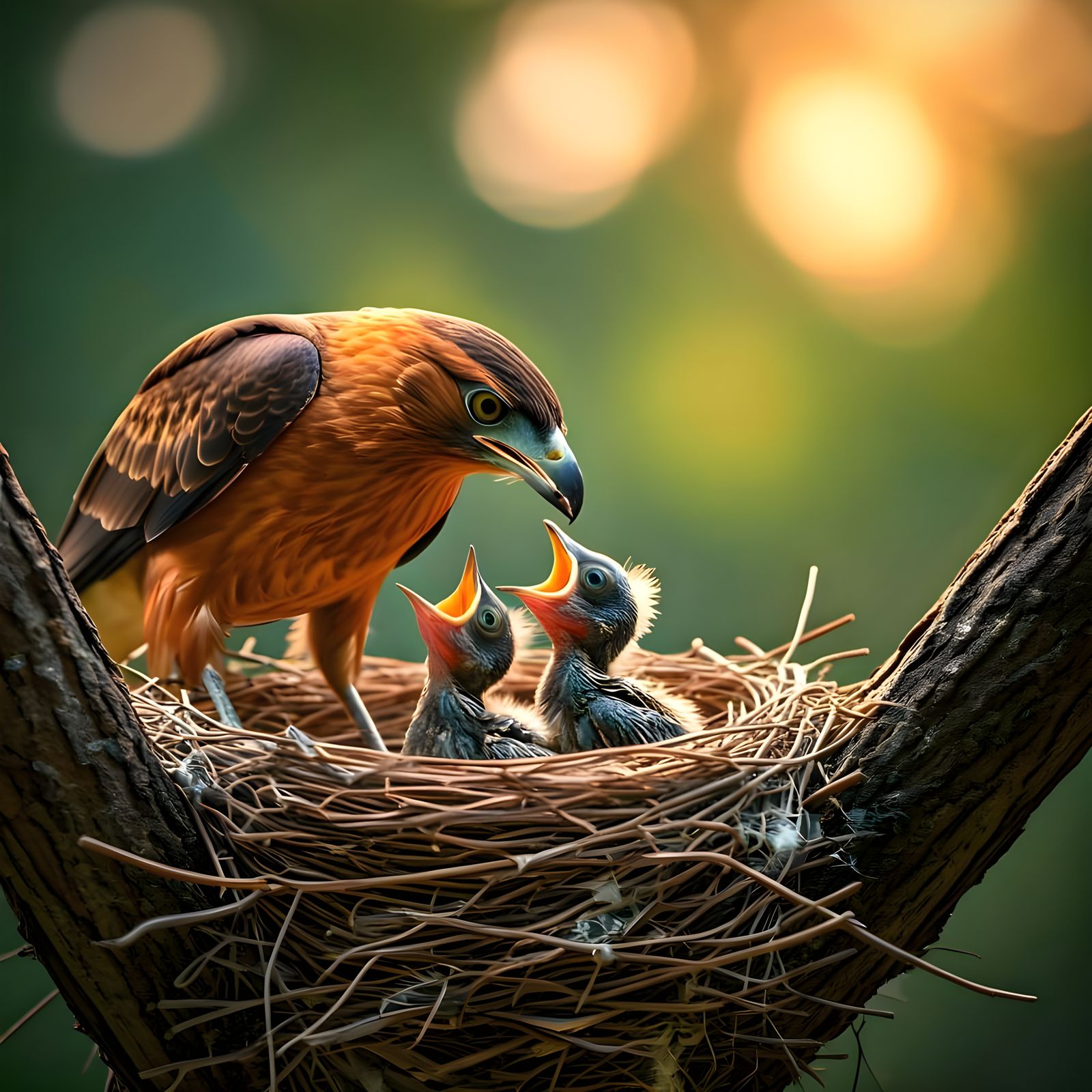 Ancient Tree Bird's Nest in Warm Morning Light