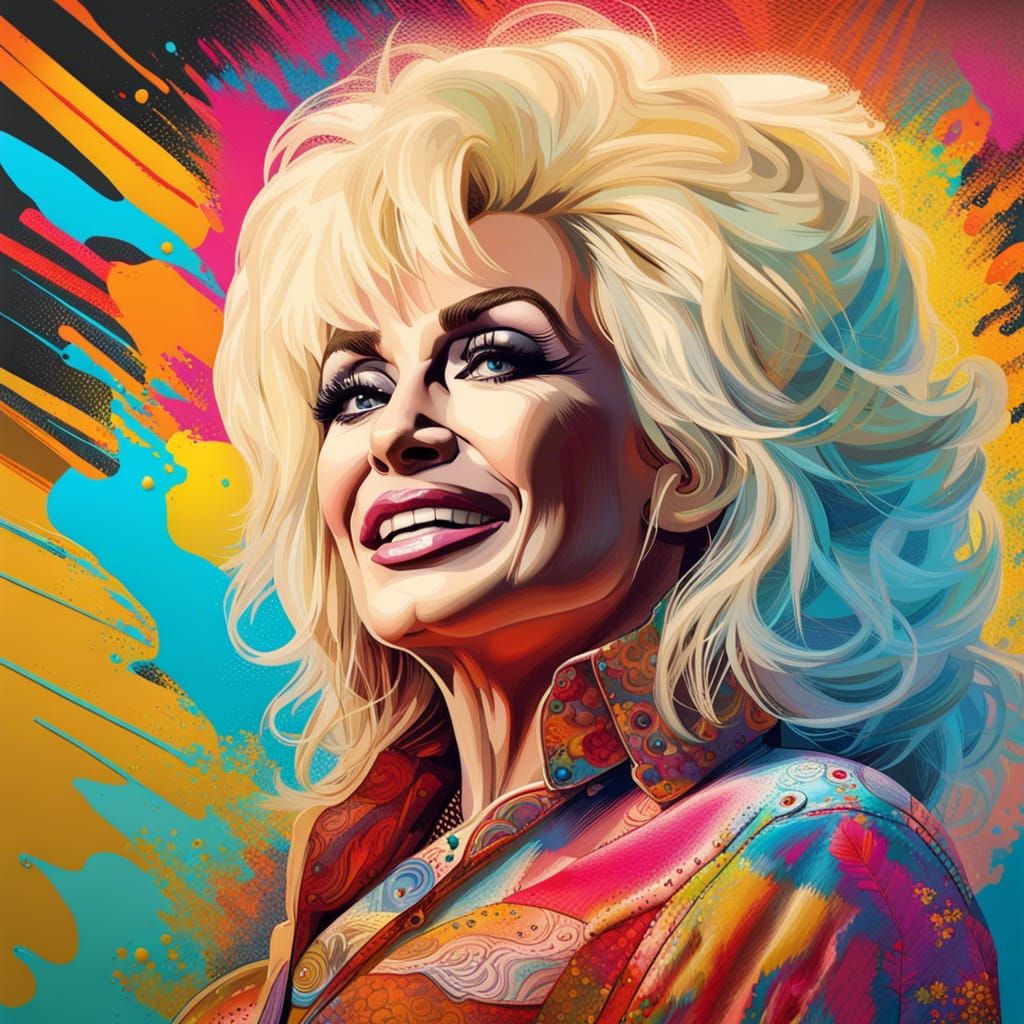 Dolly Parton Portrait in Pop Art Style