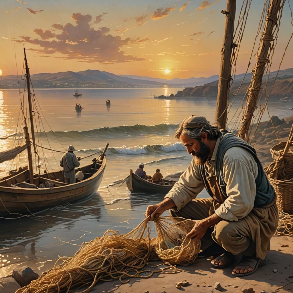 Jesus Calls Peter: Renaissance Painting of Sea of Galilee