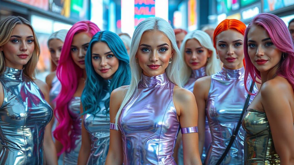Ethereal Goddesses in a Hyperfuturistic Cityscape
