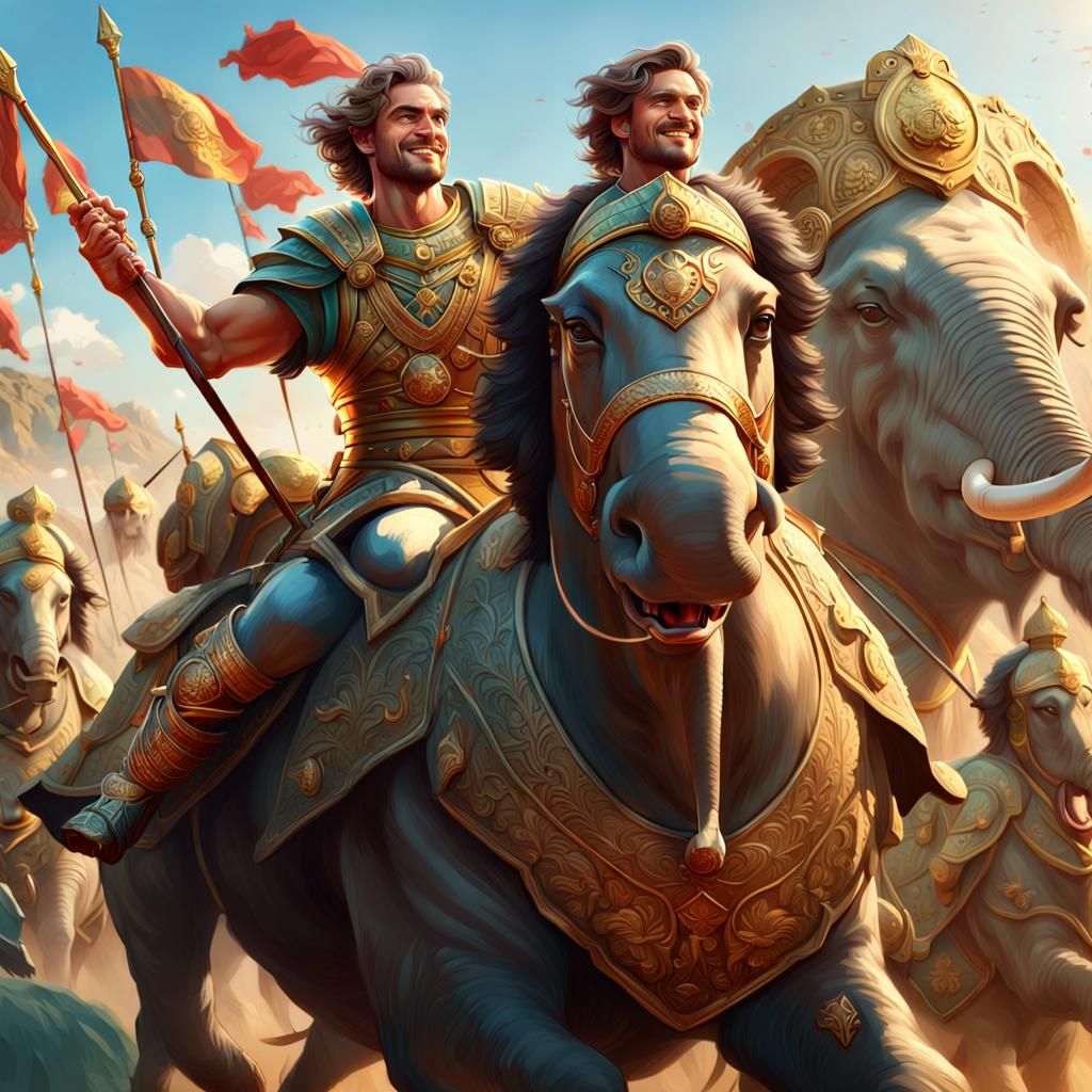 Alexander the Great on Elephant, Detailed Portrait