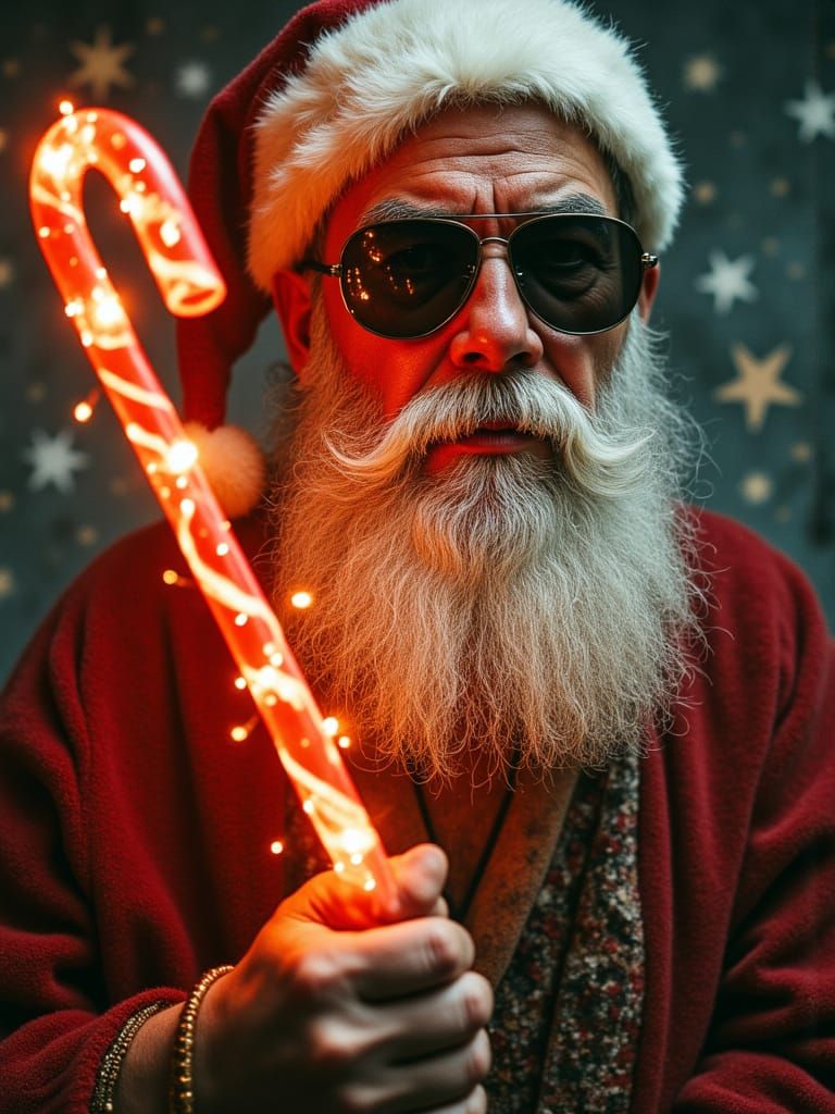 Dreamtime Santa Claus with Candy Cane in Uzbekistan