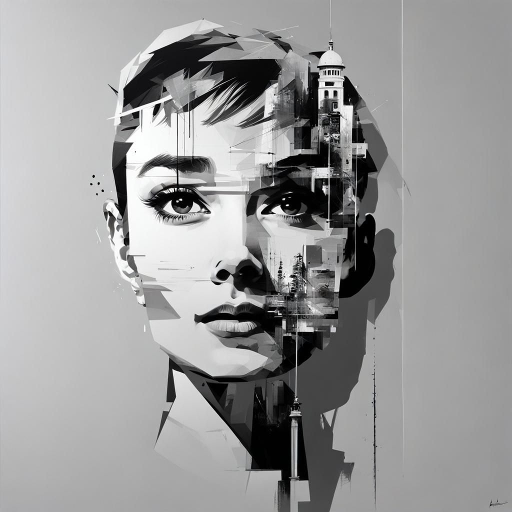 Audrey Hepburn Portrait in Mixed Media Style