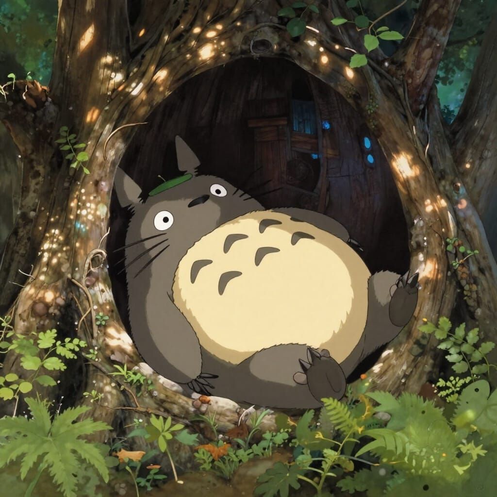 Totoro Sleeps Peacefully in Ancient Tree