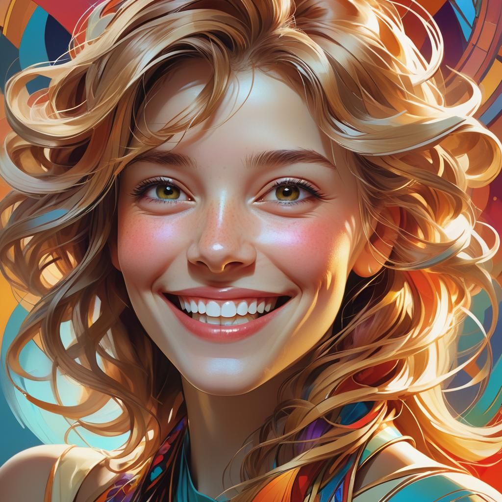 Joyful Person Smiling: Hyper-Realistic Digital Art