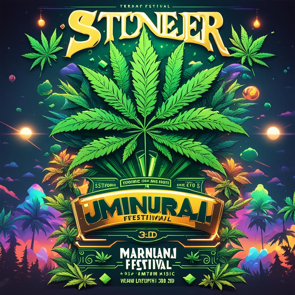 Stoner Music Festival Flyer with 3D Effects