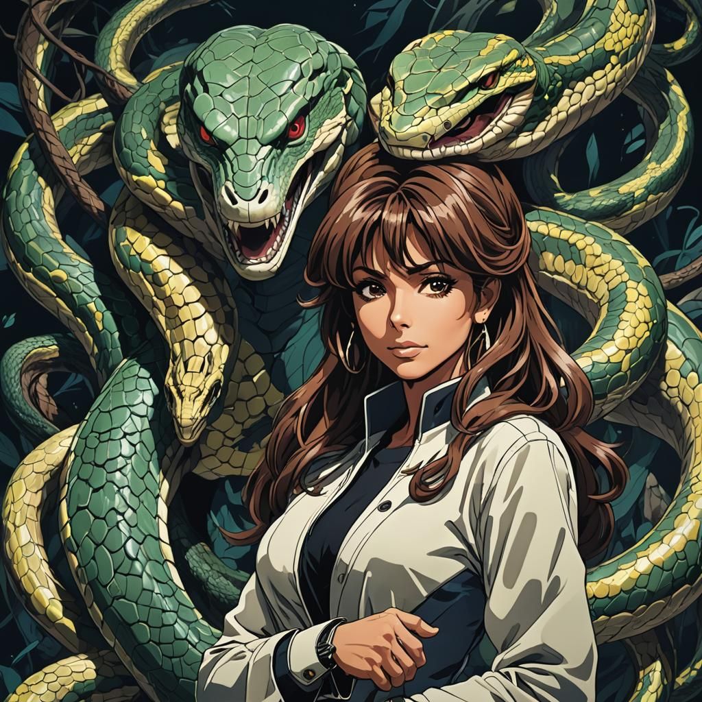 Paula Abdul with Snake Man in Anime Style