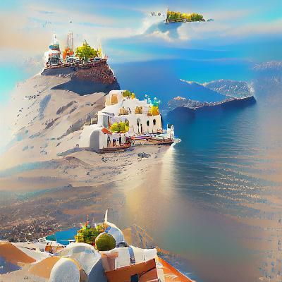Santorini Greece Digital Illustration in 8k Resolution
