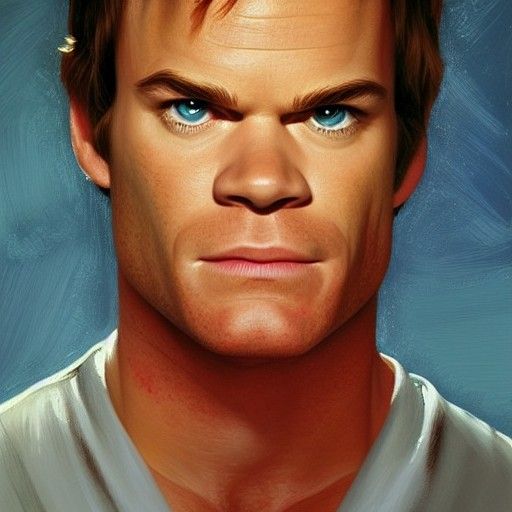 Dexter Morgan with Knife as Oil Painting