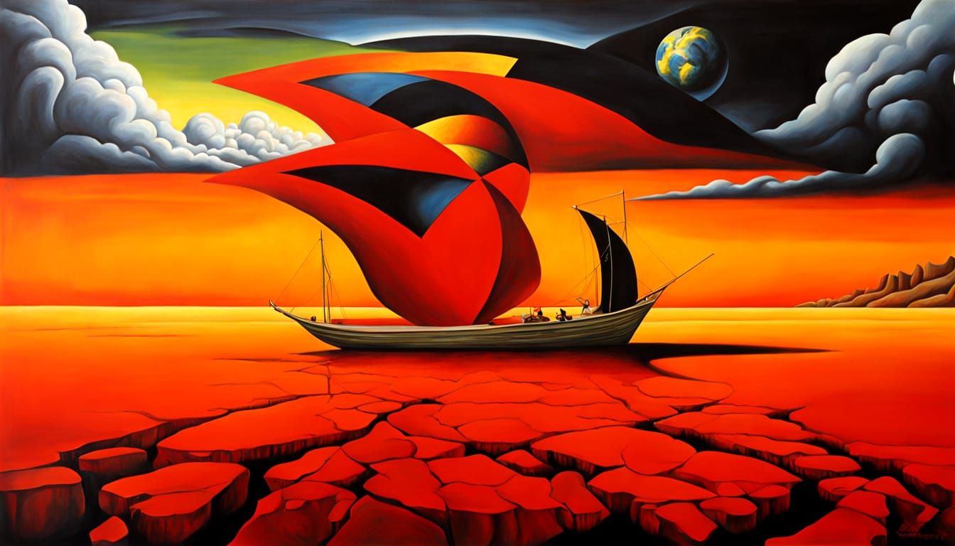 Surreal Matte Oil Painting in Vibrant Colors