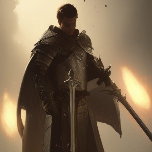 Knight in Robe with Sword: Dark Fantasy Art