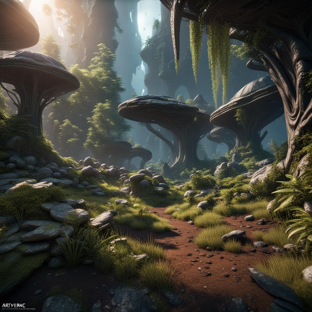 Alien Foliage Landscape in 3D Game Style